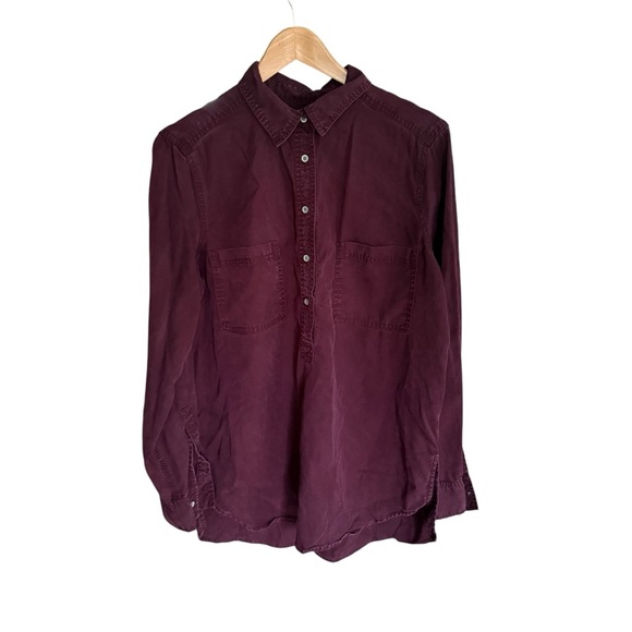 Lou & Grey Womens Purple Pop Over roll tab Sleeves Shirt Size M - Picture 4 of 9